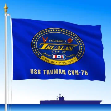 USS Navy Truman flag with crest, vector illustration Stock Illustration