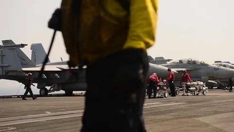 USS Nimitz conducts flight operations in the Arabian Gulf - 2017 Stock Footage 87035856