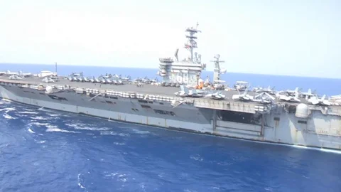 USS Nimitz (CVN 68) sail in the sea - 2013 Stock Footage