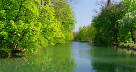 Usserer Stadtgraben in Spring, Augsburg Stock Footage 335033440