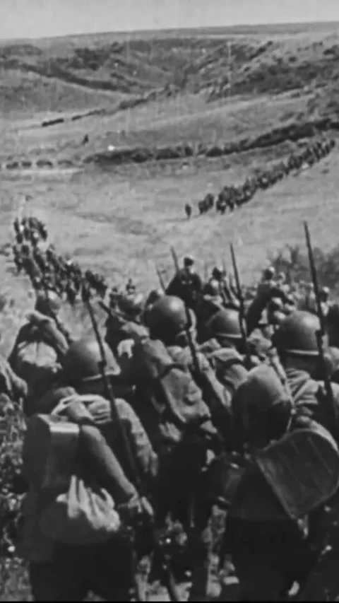 USSR - 1941 - In this Frank Capra documentary, Russian soldiers fight off German Stock Footage 338416478
