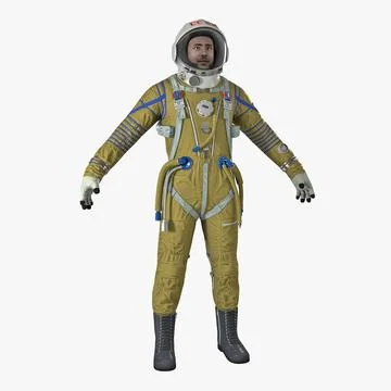 USSR Astronaut Wearing Space Suit Strizh with SK-1 Helmet 3D Model 3D Model
