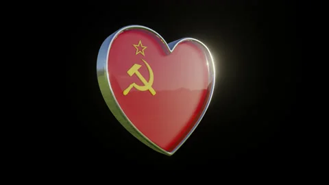USSR Flag in the Shape of 3D Heart. Stock Footage 132892546