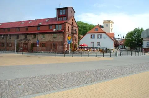Ustka, Poland - May 24, 2014: Unidentified people on street in Ustka, Poland. Stock Photos