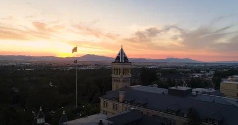 USU Old Main in Cache Valley, Utah Video stock 92054993