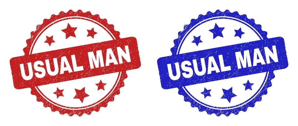 USUAL MAN Rosette Stamps Using Corroded Style Stock Illustration