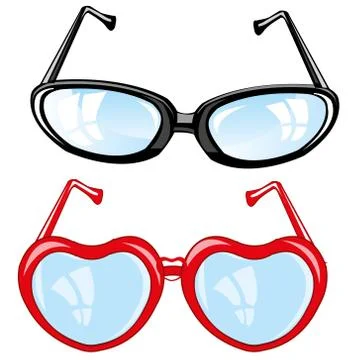 Usual spectacles and spectacles in form heart Stock Illustration
