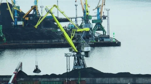 The usual working life of the seaport. Cloudy summer day. Stock Footage 321139223