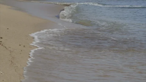USVI St John Gentle Ocean Waves Break on Sandy Beach Stock Footage 123667115