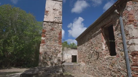 USVI St John Pan Across Reef Bay Sugar Mill Stock Footage 123667267
