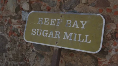 USVI St John Reef Bay Sugar Mill Sign Stock-Footage 123667305