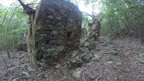 USVI ST John Reef Bay Sugar Mill Historical Ruins Interior 스톡 동영상 123667460