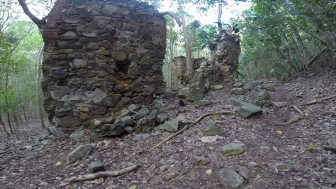 USVI ST John Reef Bay Sugar Mill Historical Ruins Stock Footage 123667505