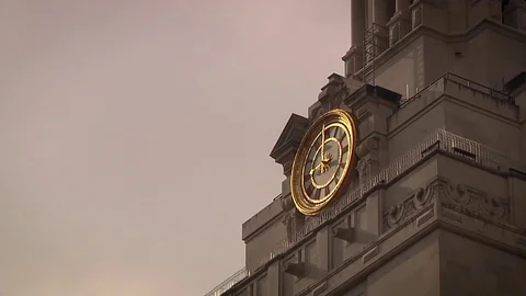 UT Austin Tower Texas - Clock CU Stock Footage 82853421