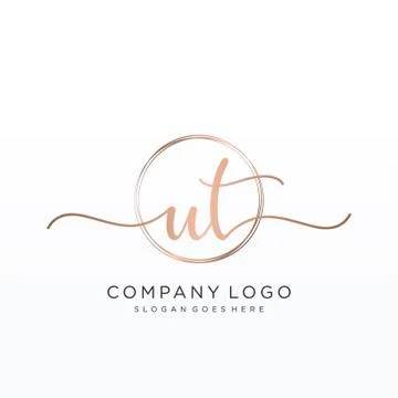 UT Initial handwriting logo design Stock Illustration