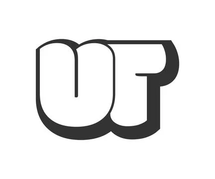 UT logo, bubble comic lettering, rounded in graffiti style black and white .. Stock Illustration