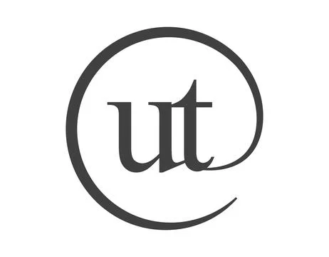 UT logo from two letter with circle shape email sign style. U and T round l.. Stock Illustration