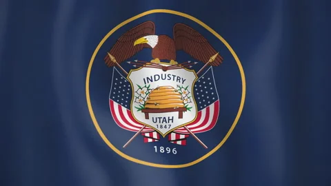 Utah animated flag. Seamless loop. 4K Stock Footage 145394343