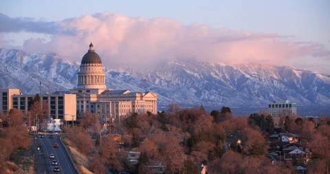 Utah Capitol sunset pink Stock-Footage 102956776