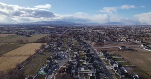 Utah City of Mapleton in Utah County, Beautiful Aerial Drone View Stock Footage 296388263
