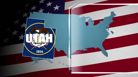 Utah Countered Flag and Information Panel Stock Footage 66775430
