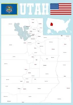 Utah county map 스톡 일러스트