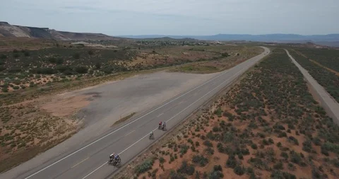 Utah - Cyclists on highway 4k Stock Footage 89157666