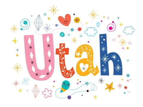 Utah decorative type lettering text design Stock Illustration