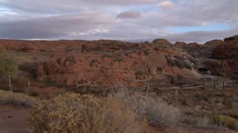 Utah Desert Corral Jib Stock Footage 48669319