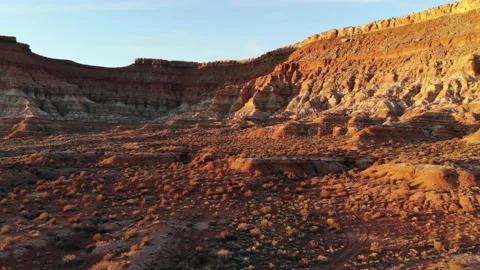 Utah Desert Sunset Drone Crane Shot Showing wild adventure travel destination Stock Footage 172117075