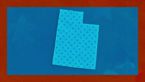 Utah Election Map Animation on Blue Background Видео 347566960