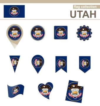 Utah Flag Collection Stock Illustration