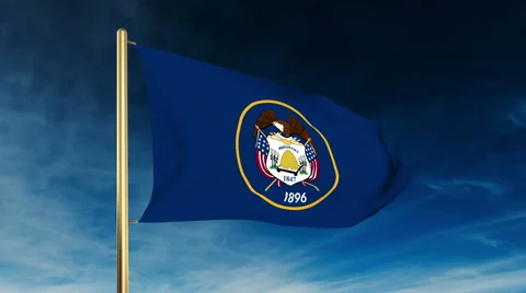 Utah flag slider style. Waving in the win with cloud background animation Stock Footage 48205476
