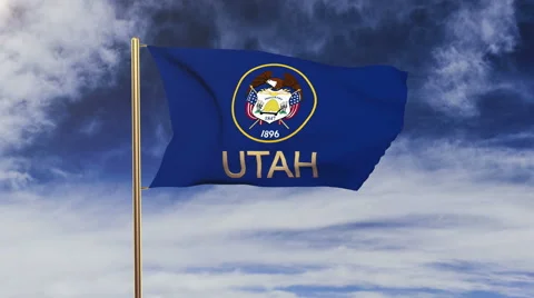 Utah flag with title waving in the wind. Looping sun rises style.  Animation Stock-Footage 48205778