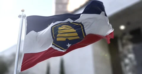 Utah flag waving-seamless-loop-4k-60fps Stock Footage 345405245