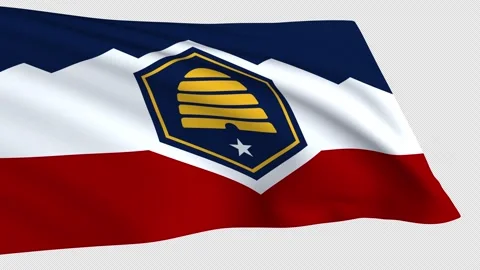 Utah flag waving on a transparent background Stock Footage 323638475