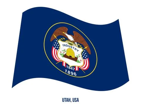 Utah Flag Waving Vector Illustration on White Background. USA State Flag Stock Illustration