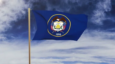 Utah flag waving in the wind. Green screen, alpha matte. Loopable animation Stock Footage 48205770