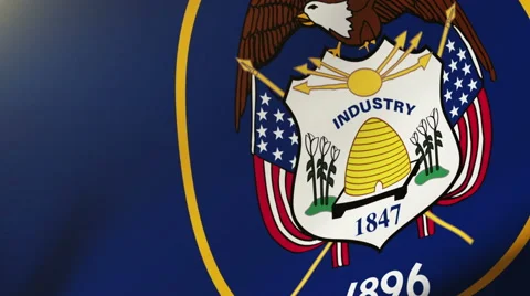 Utah flag waving in the wind. Looping sun rises style.  Animation loop Stock Footage 48205514