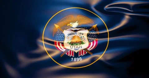Utah flag in the wind . 3d illustration Stock Illustration