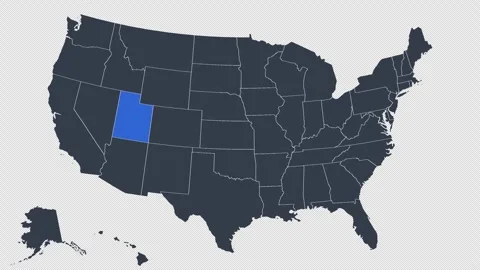 Utah Flashing Blue on US Election Map Animation Seamless Loop Alpha Channel 4K Stock Footage 341309775