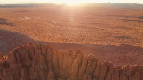Utah - Flying Backwards Over Bluff at Sunset Stock Footage 96086165