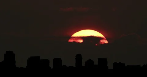 Utah Jazz Salt Lake City Downtown Skyline Silhouette Sunrise Timelapse Stock Footage