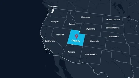Utah Map Animation Locator Zoom 4K Motion Graphic Stock Footage 342815530