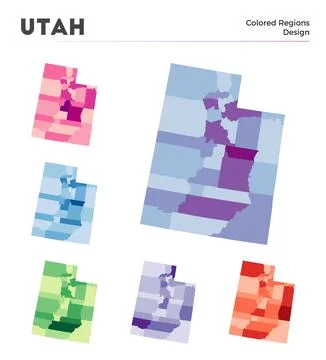 Utah map collection. Borders of Utah for your infographic. Colored us state.. イラスト素材