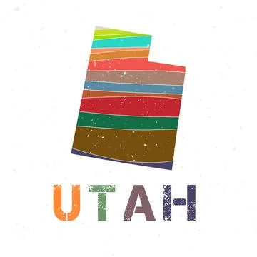Utah map design. Shape of the us state with beautiful geometric waves and g.. Illustrazione stock