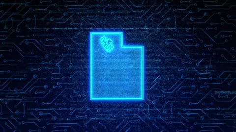 Utah Map Digital Technology Opener Stock Footage 335475887