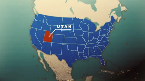 Utah Map Highlight USA 3D Political Globe Animation Stock Footage 313969692