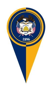 Utah Map Pointer Location Flag Stock Illustration