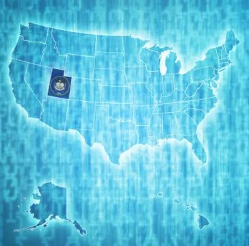 Utah on map of usa Stock Illustration
